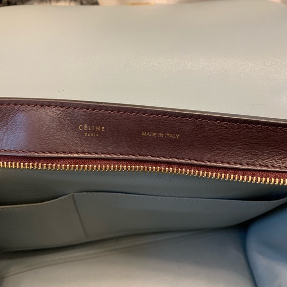 CELINE Calfskin and Suede Tri-Color Trapeze Grey - Picture 4 of 5